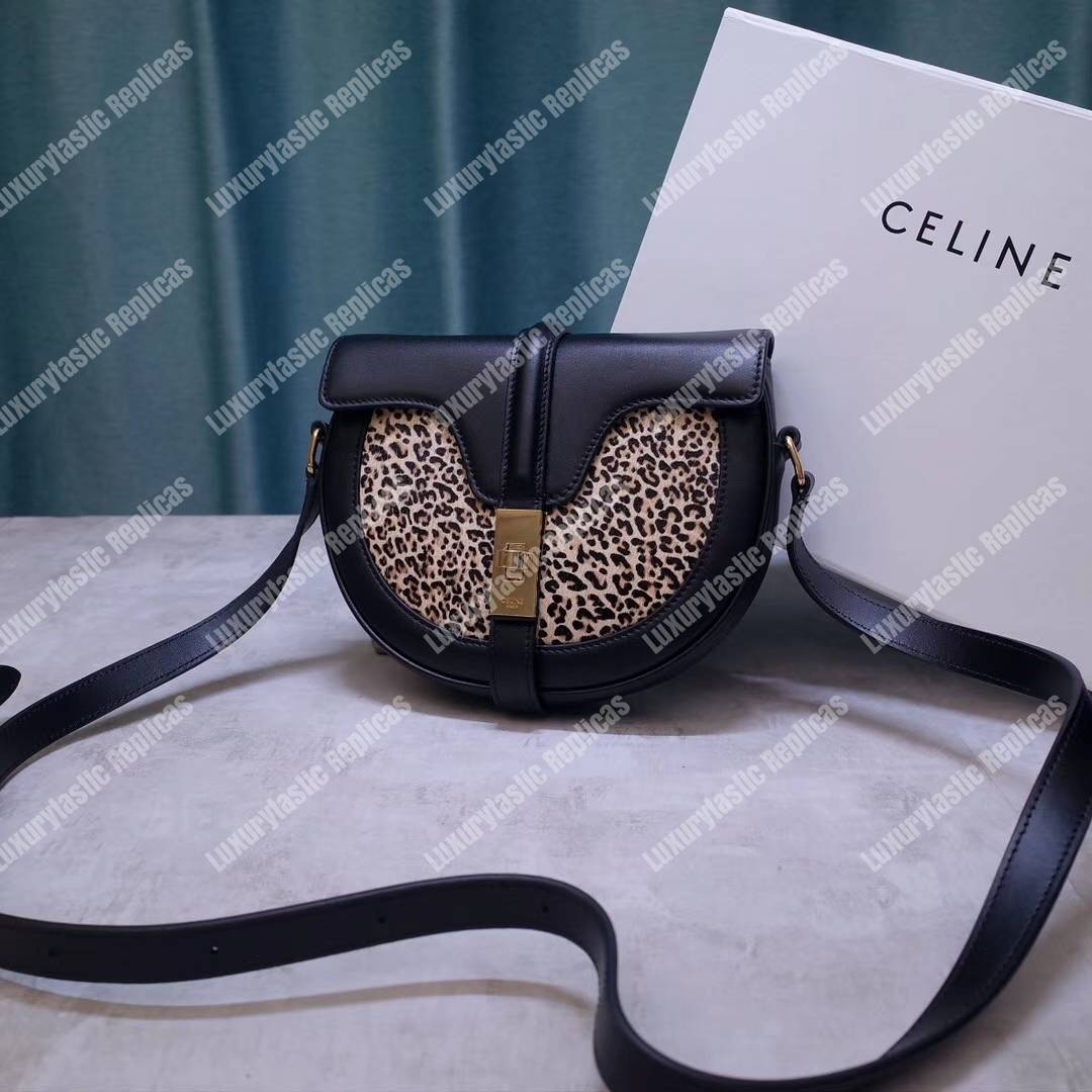 Ce**e small besace 16 bag in pony calfskin with leopard print