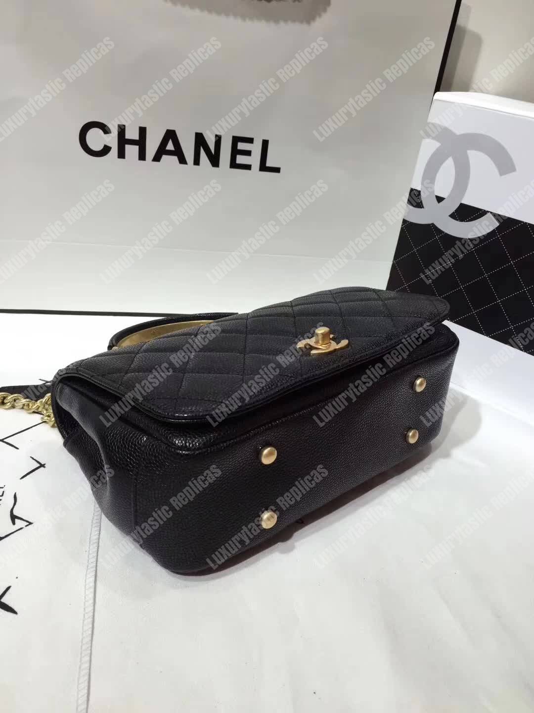 Ch*el small flap bag with top handle black