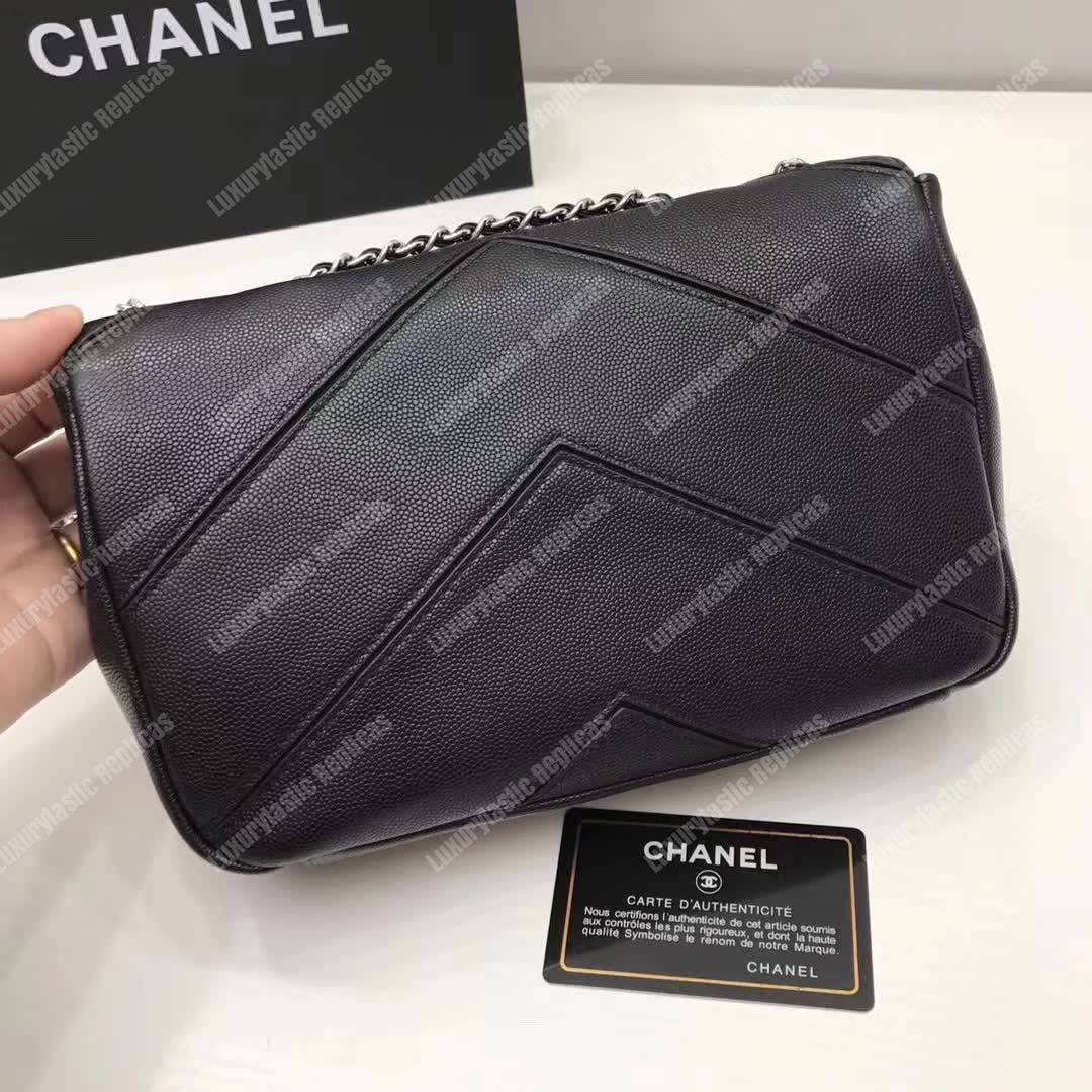 Ch*el medium flap bag black