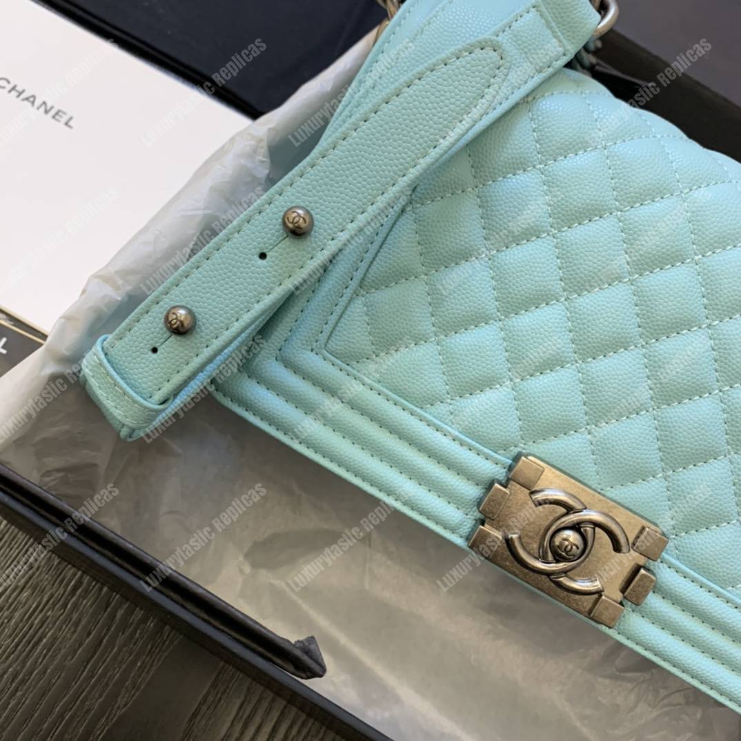 Ch*el boy medium caviar leather sky blue