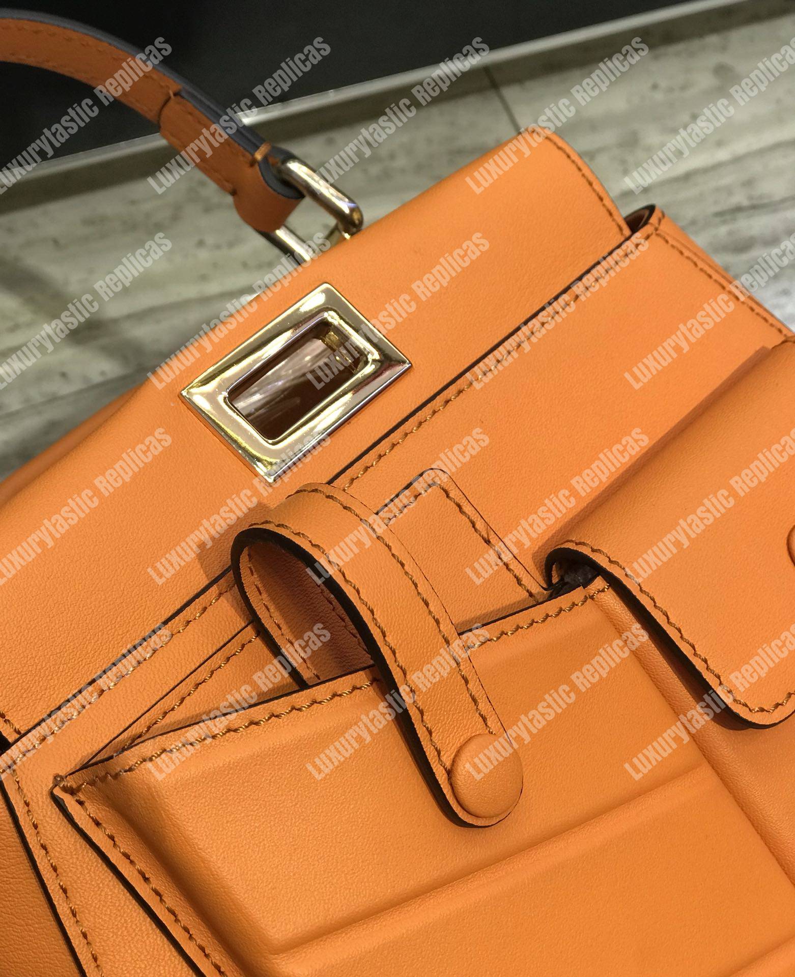 F**di peekaboo iconic mini orange leather bag