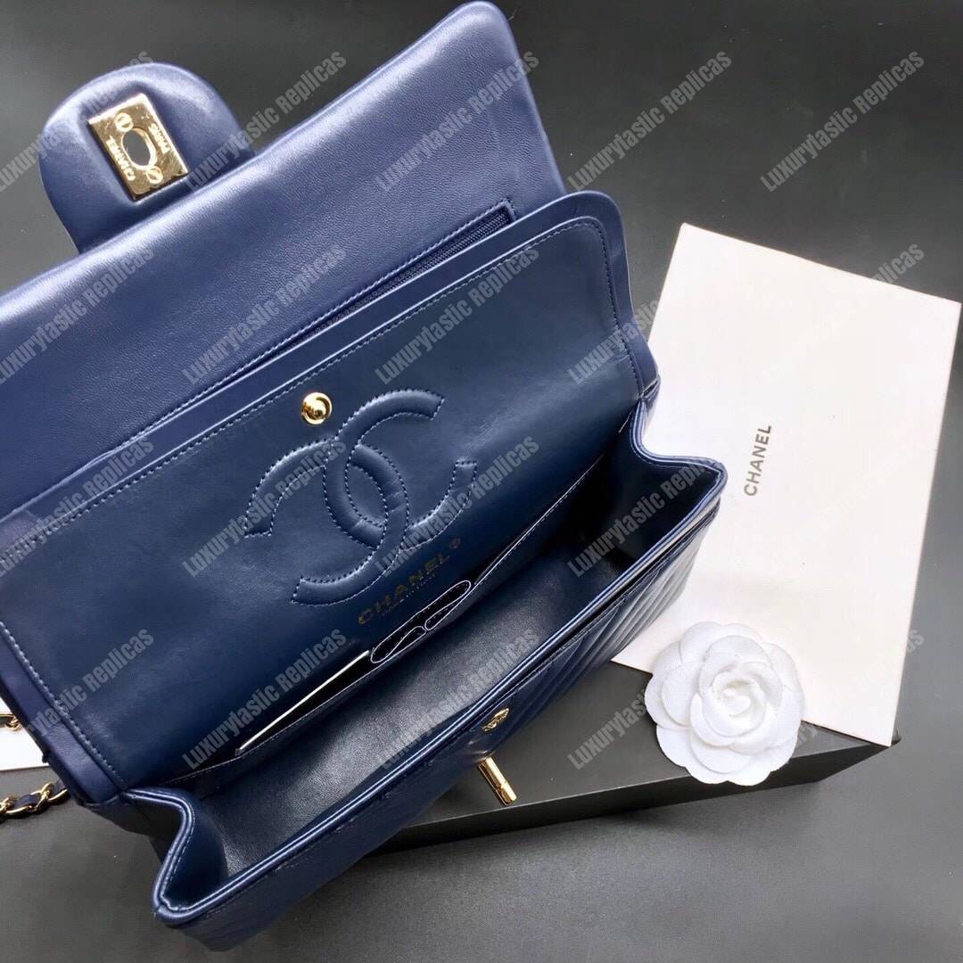 Ch*el classic medium handbag blue