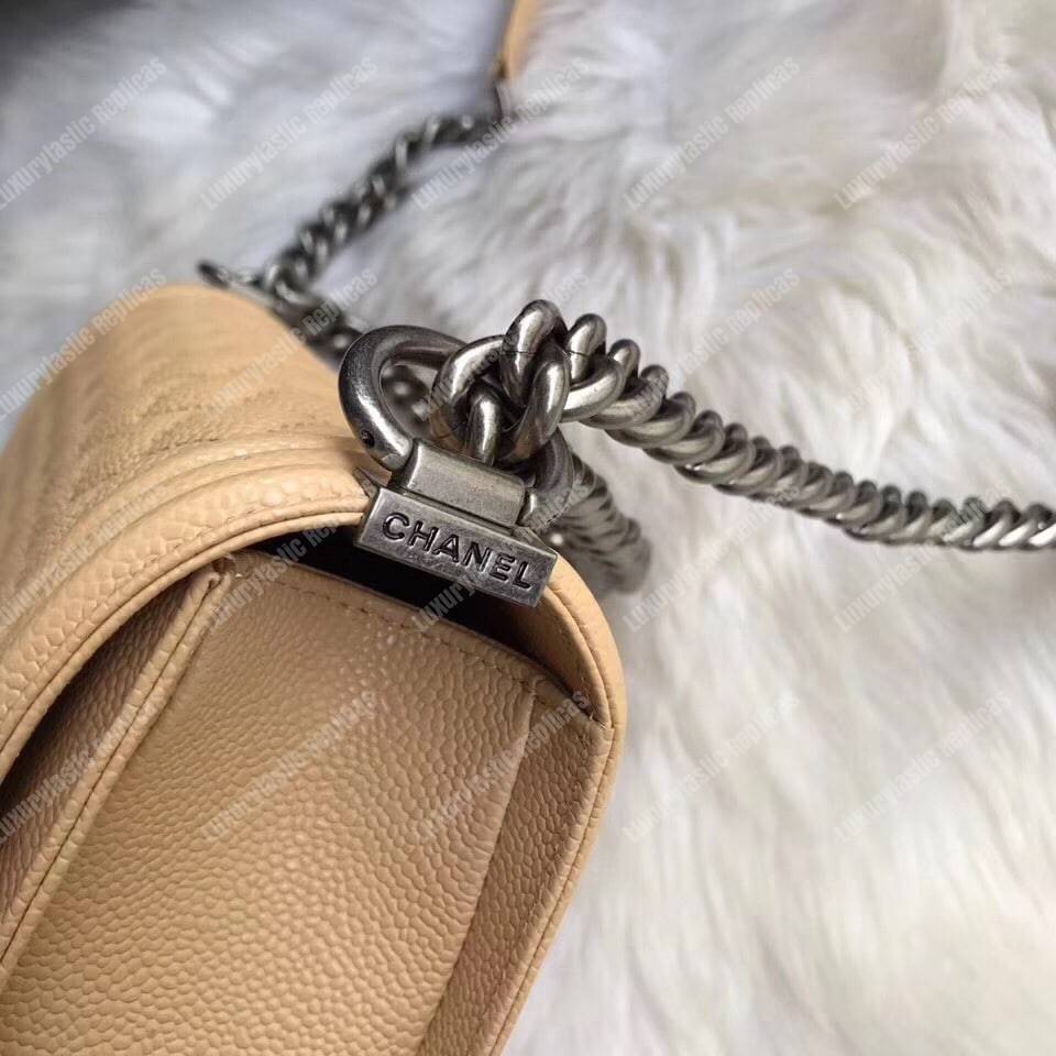 Ch*el boy medium handbag beige