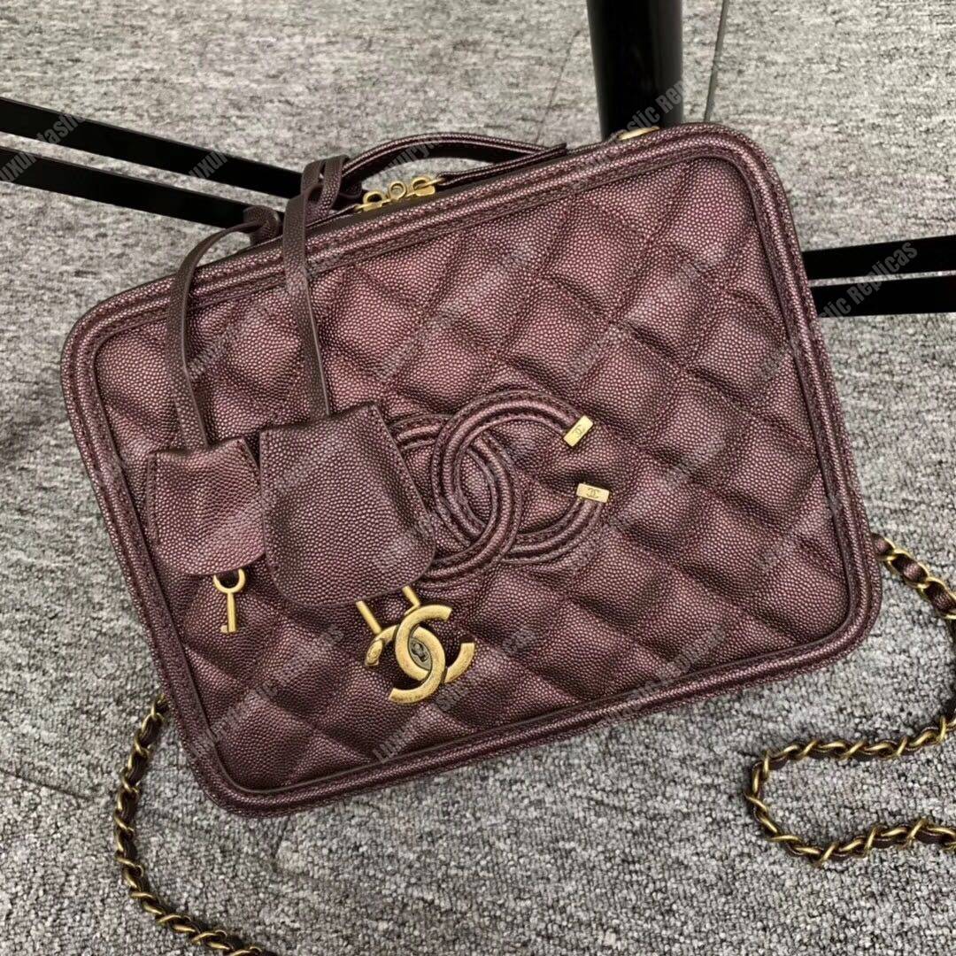 Ch*el large vanity case burgundy
