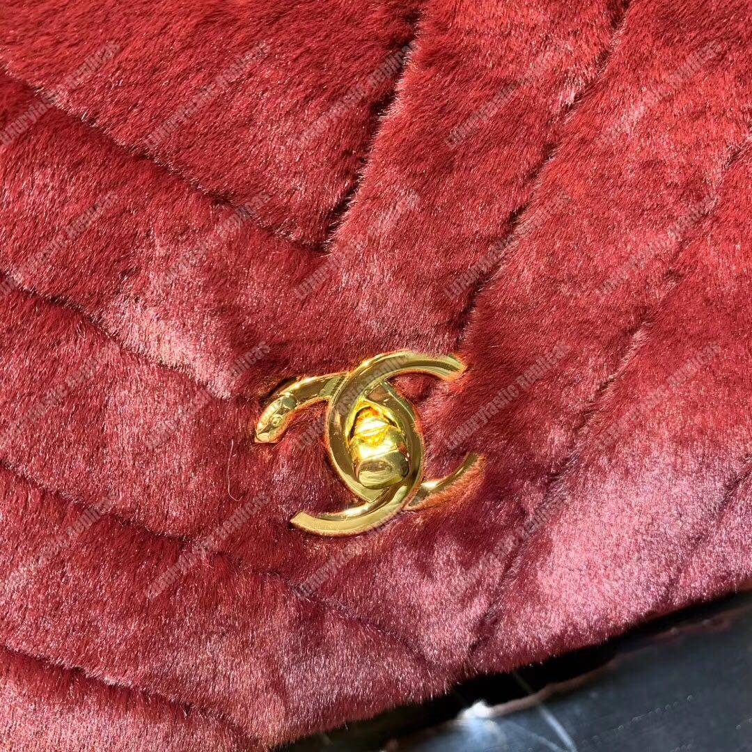 Ch*el flap bag with top handle burgundy