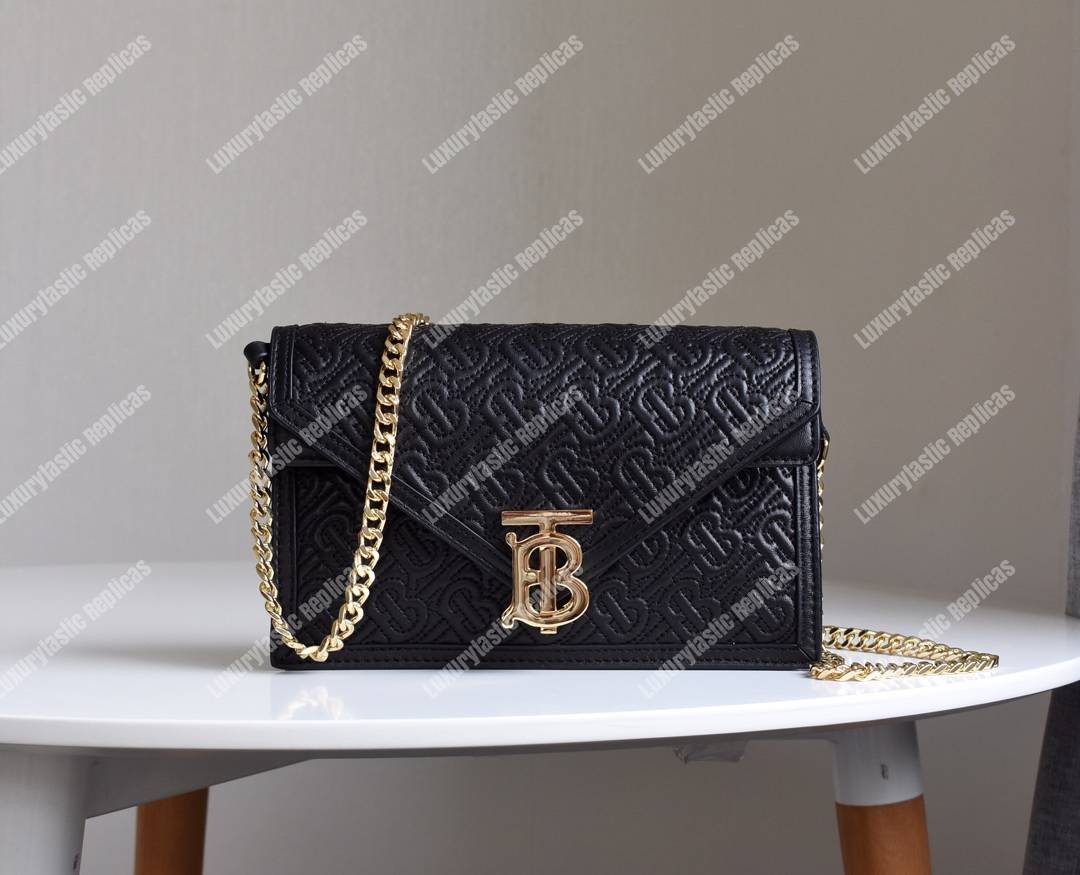 B**rry small quilted monogram tb envelope clutch black
