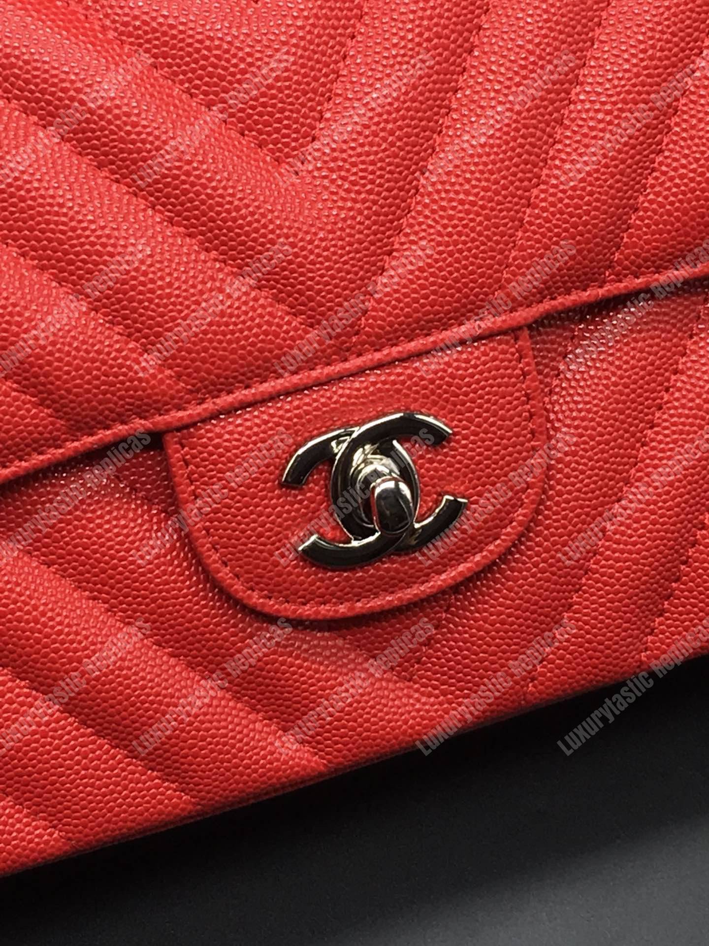 Ch*el classic medium handbag red
