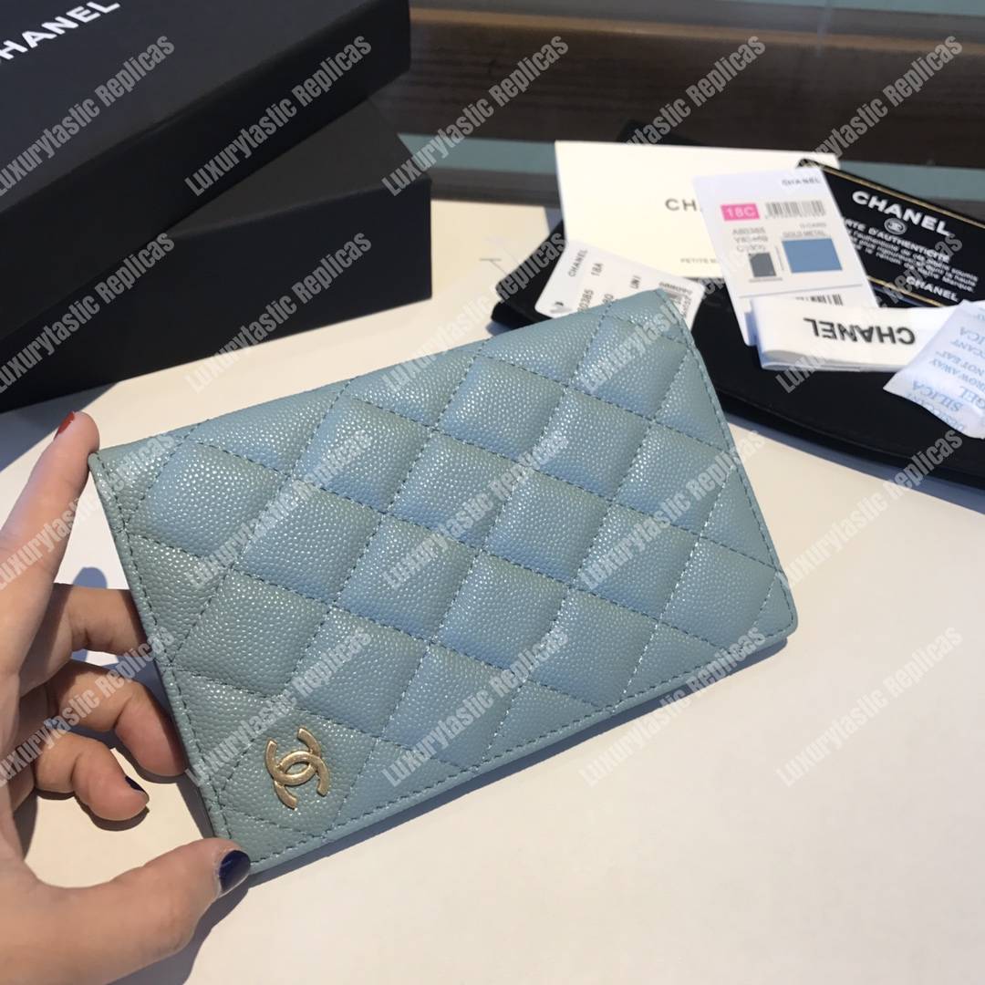 Classic Passport Holder Caviar Leather Sky Blue