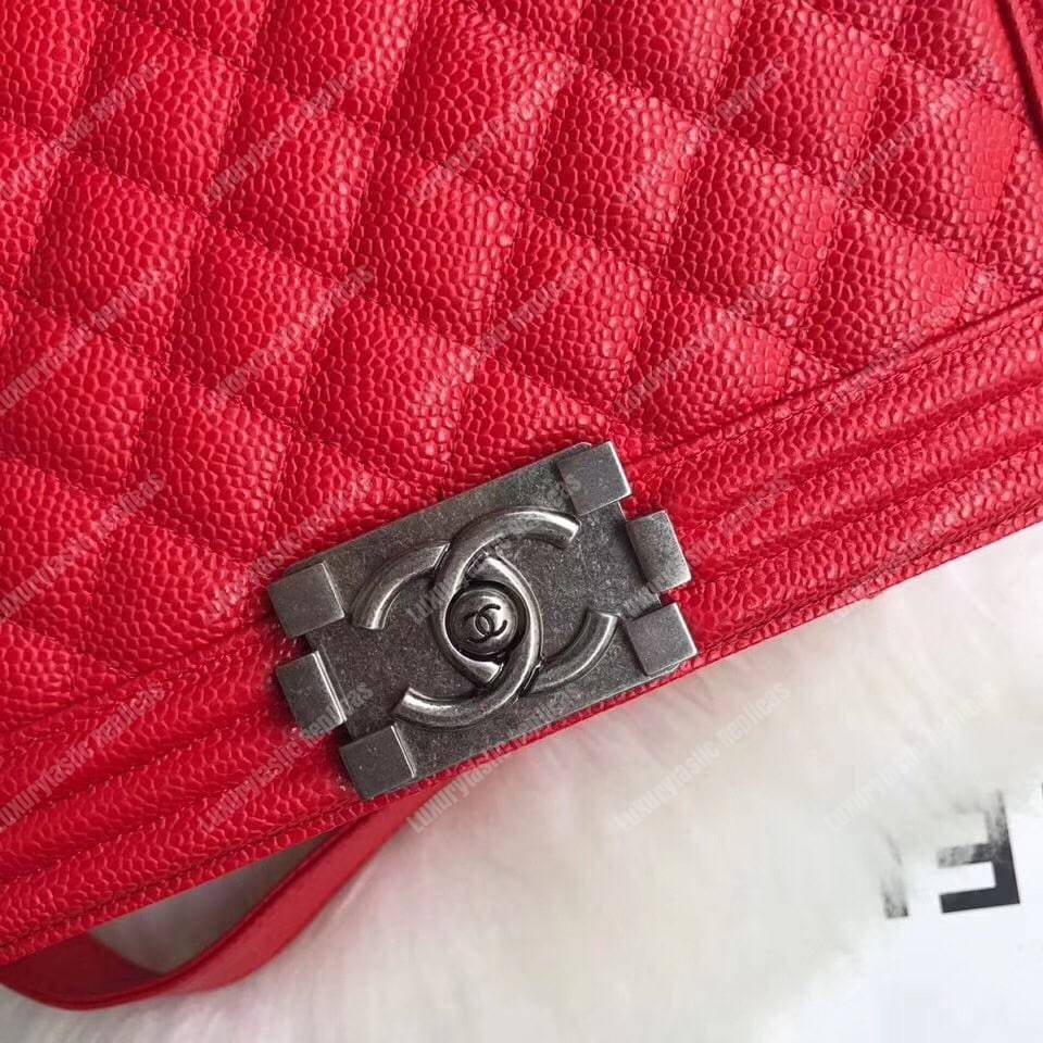 Ch*el boy medium handbag red