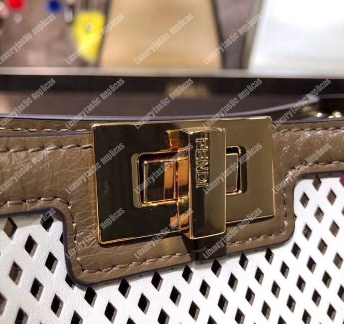 F**di peekaboo x-lite medium white leather bag