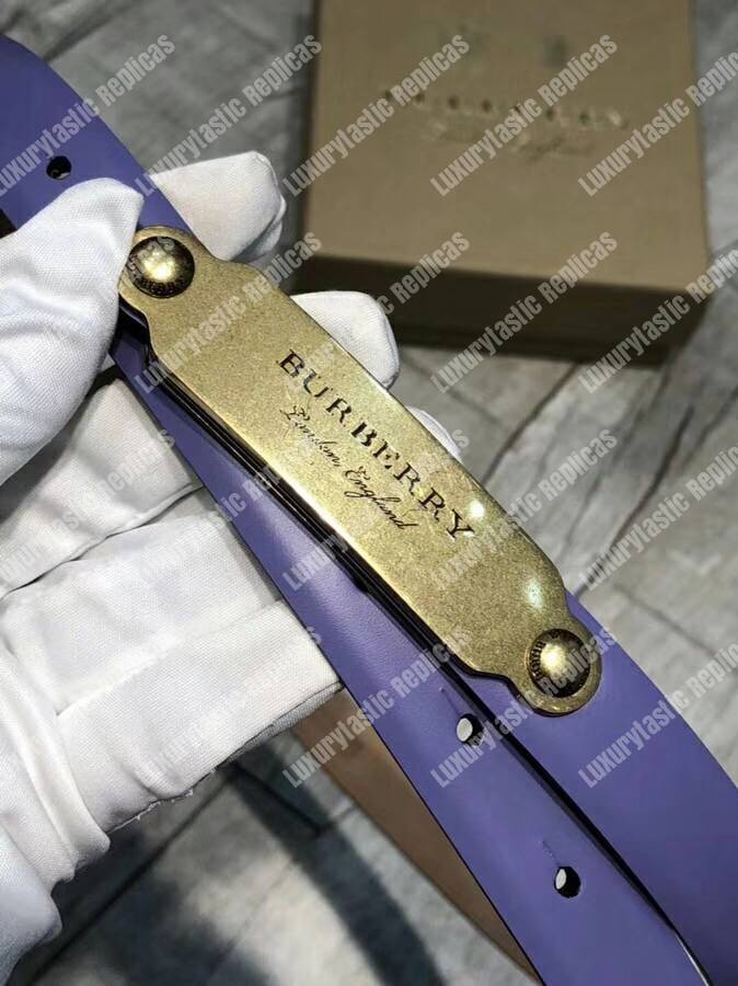 B**rry brass plaque buckle embossed bridle leather belt blue