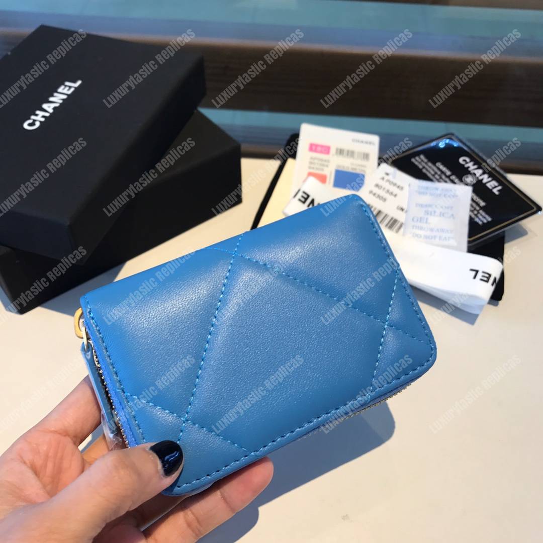Ch*el 19 zipped coin purse blue