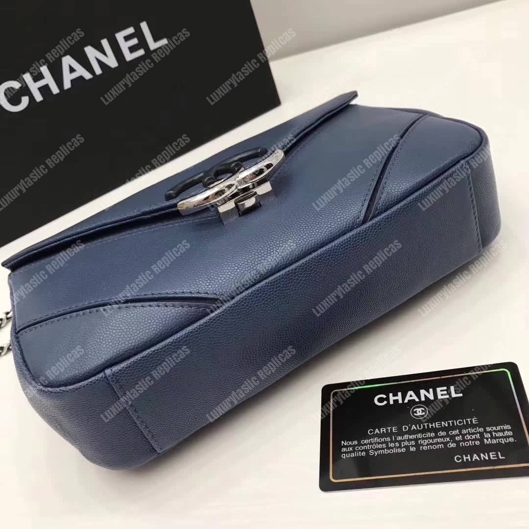 Ch*el medium flap bag blue