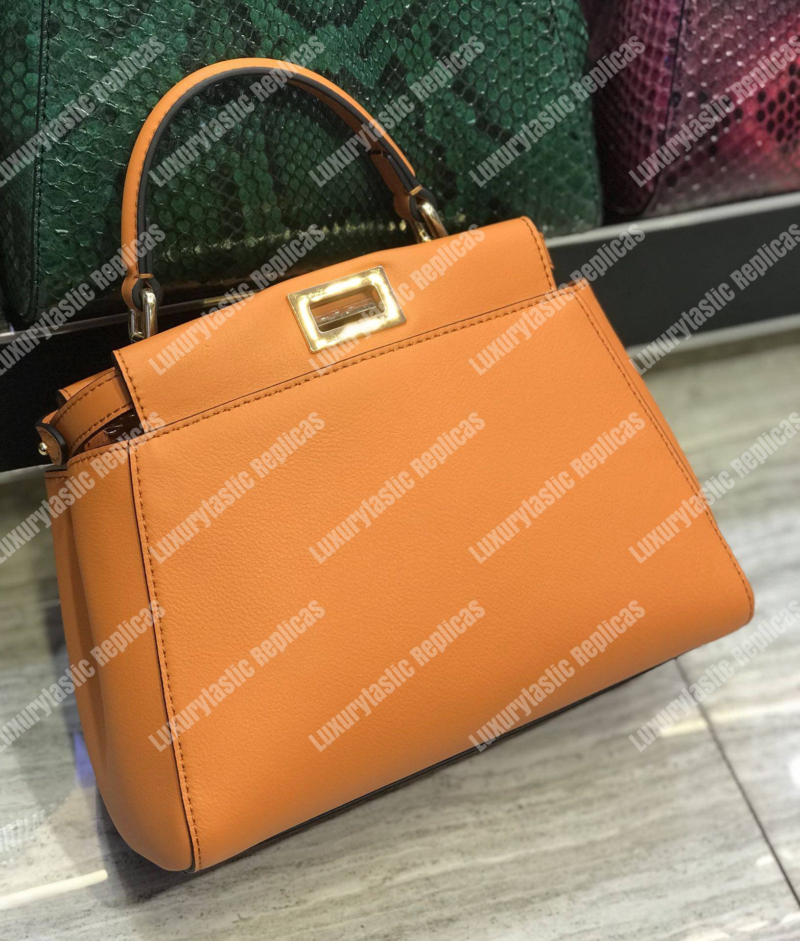 F**di peekaboo iconic mini orange leather bag