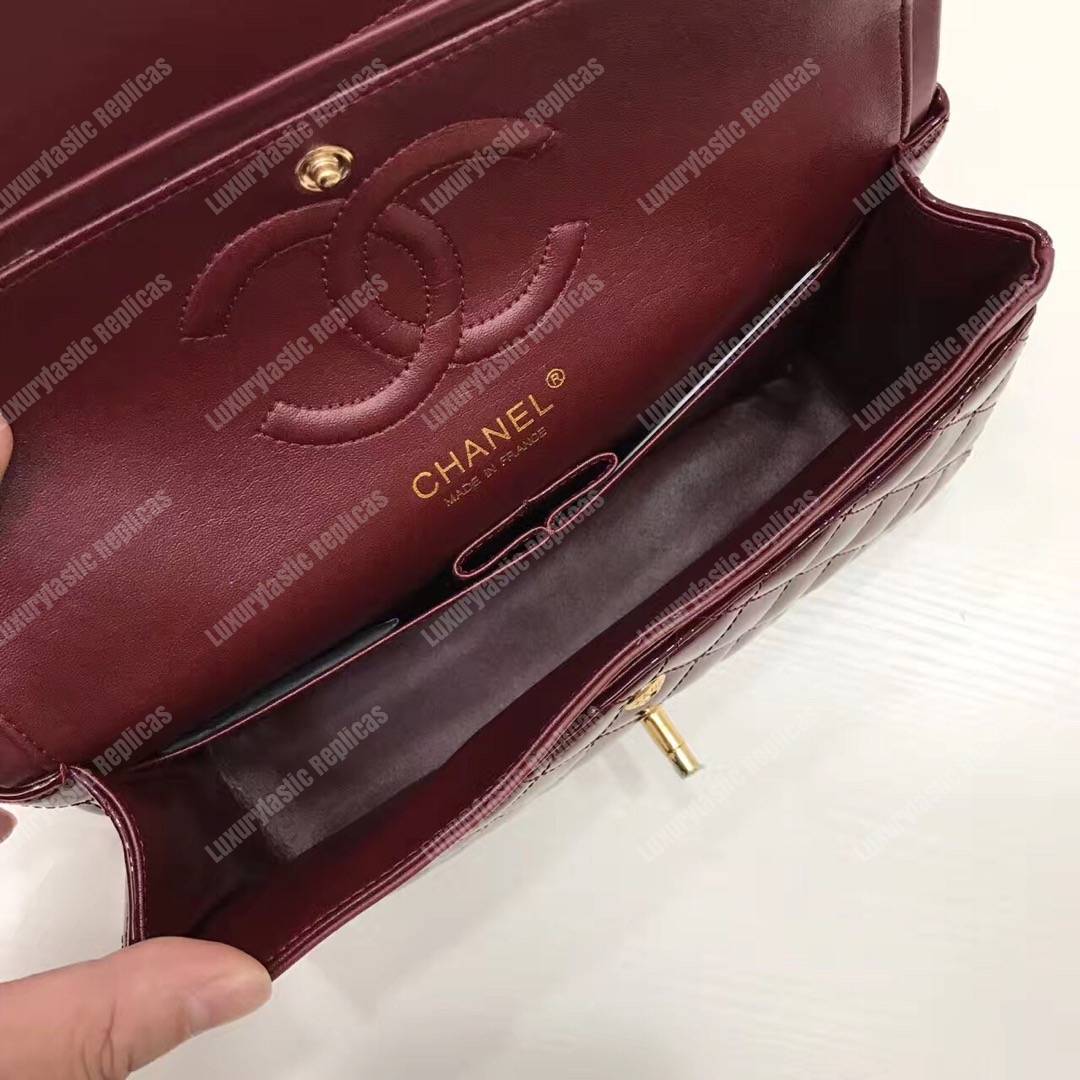 Ch*el classic medium flap bag burgundy