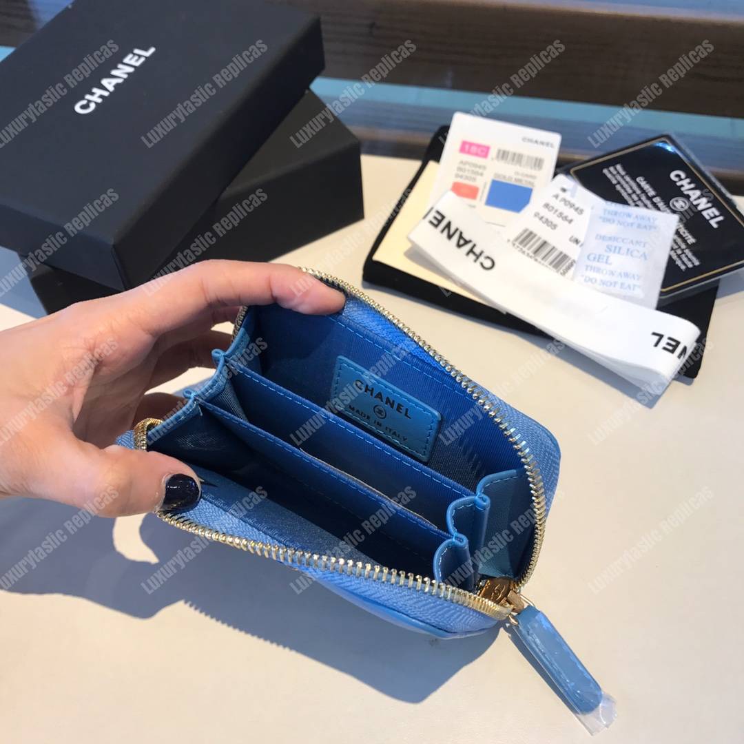 Ch*el 19 zipped coin purse blue