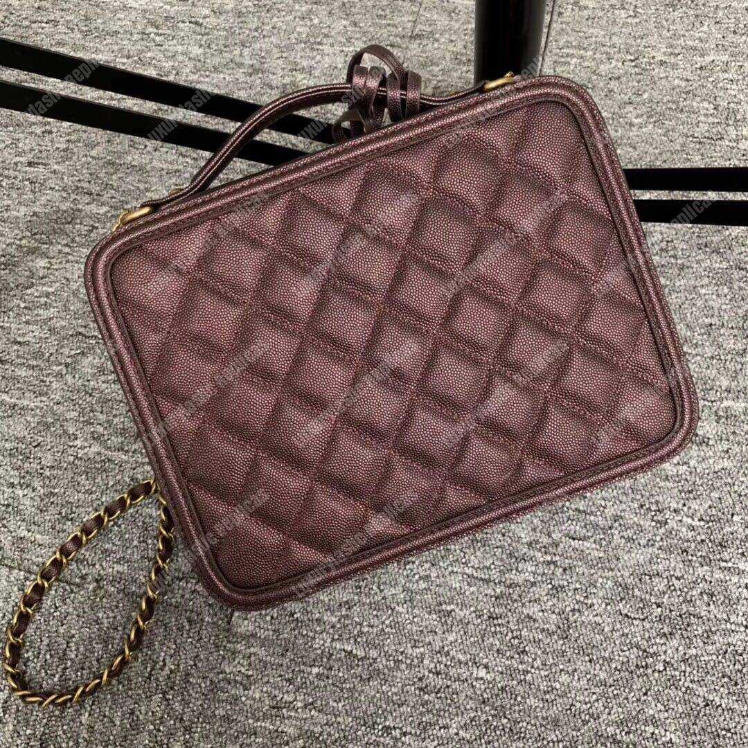 Ch*el large vanity case burgundy