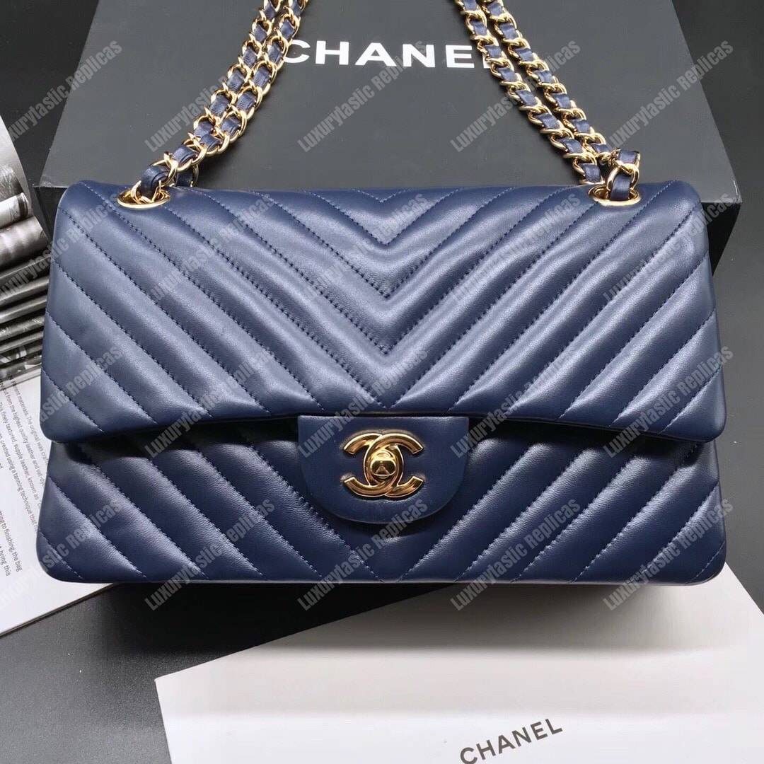 Ch*el classic medium handbag blue
