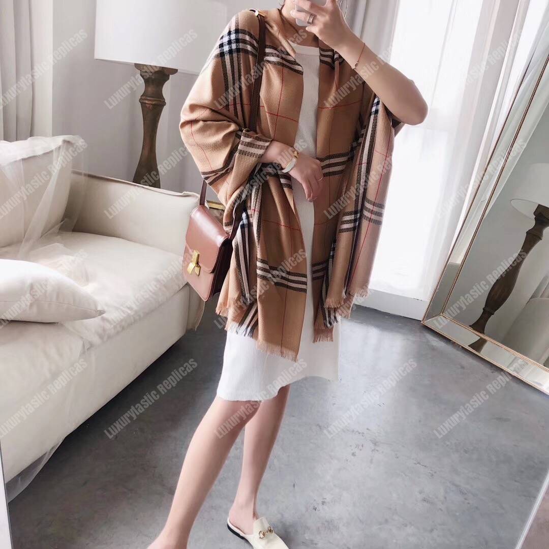B**rry check cashmere scarf archive beige