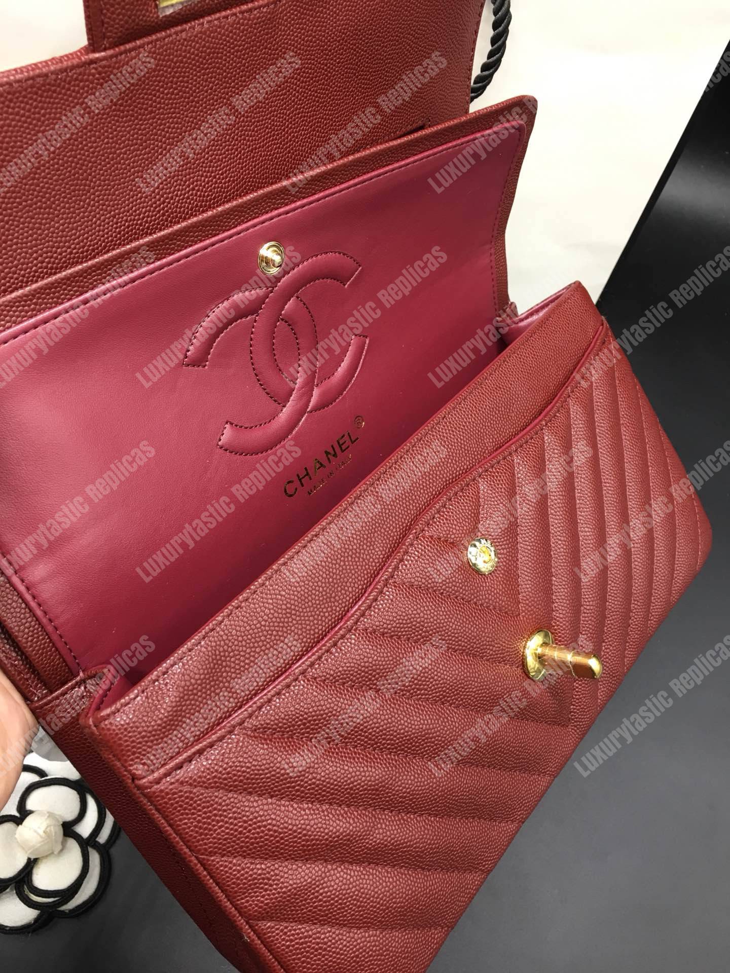 Ch*el classic medium handbag burgundy