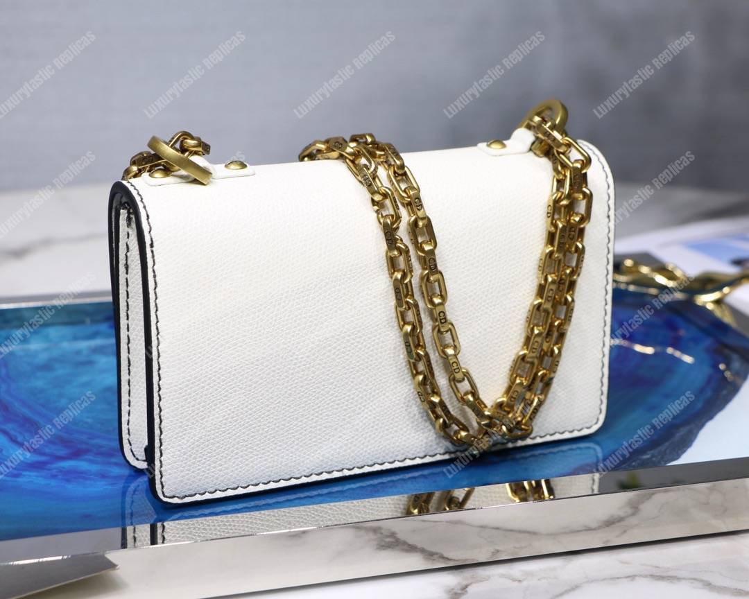 mini j’aD*or calfskin flap bag off-white