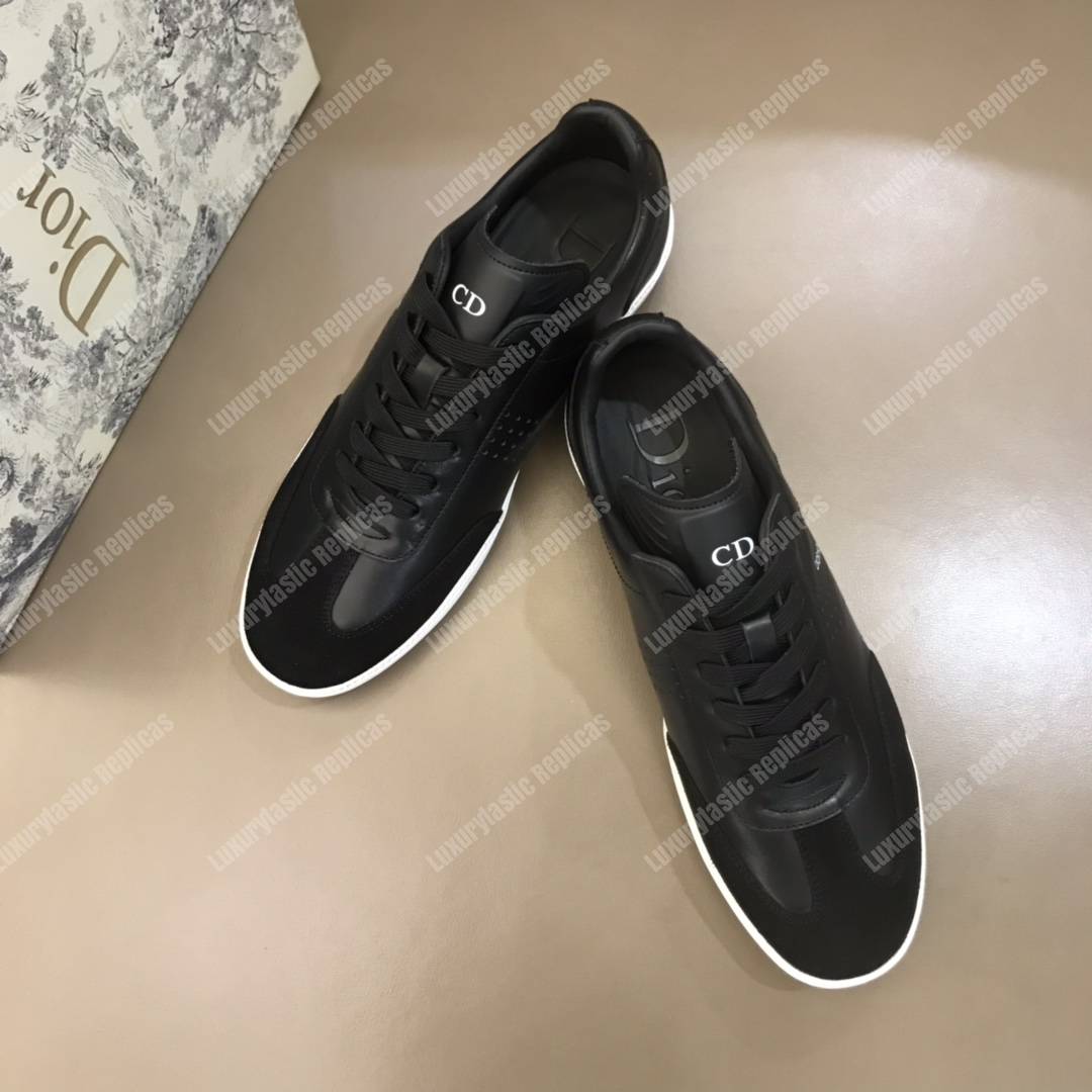 D*or “b01” sneaker black suede calfskin & black smooth calfskin