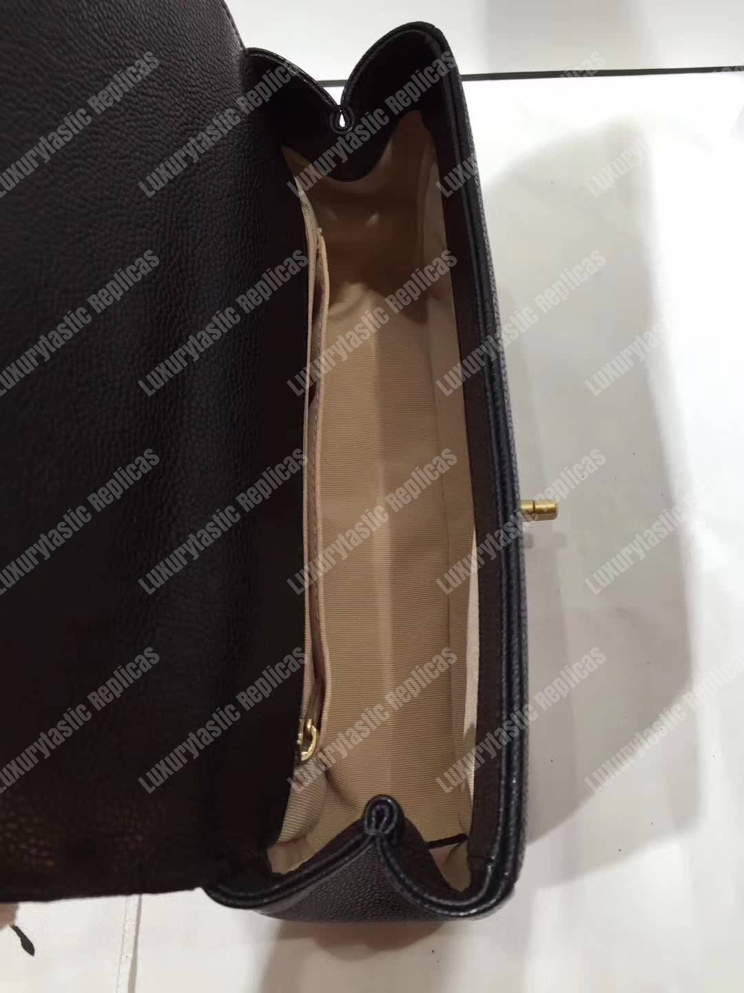 Ch*el small flap bag with top handle black