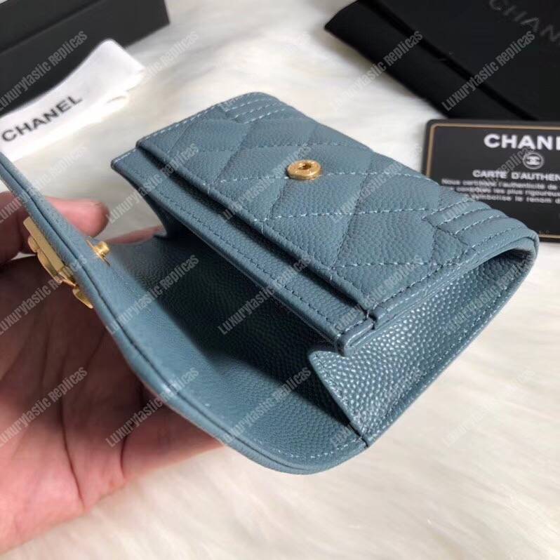 Ch*el boy small flap wallet blue