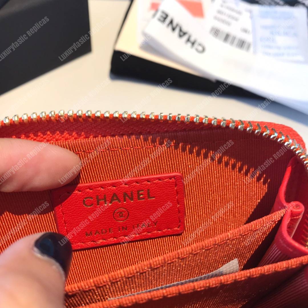 Ch*el 19 zipped coin purse red