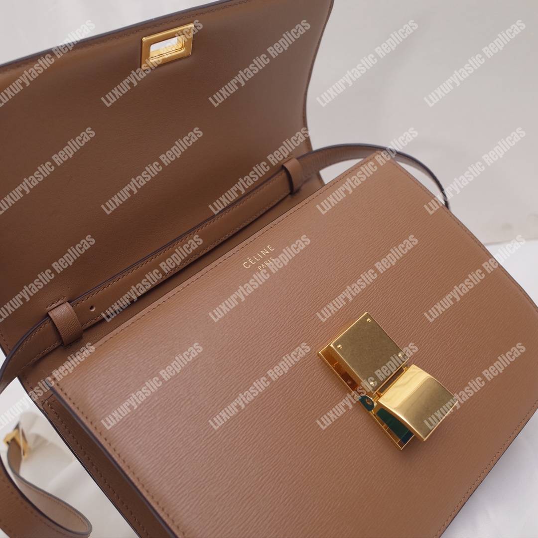 Ce**e medium classic bag in box calfskin camel