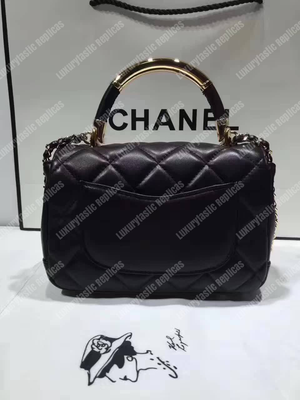 Ch*el small flap bag with top handle black