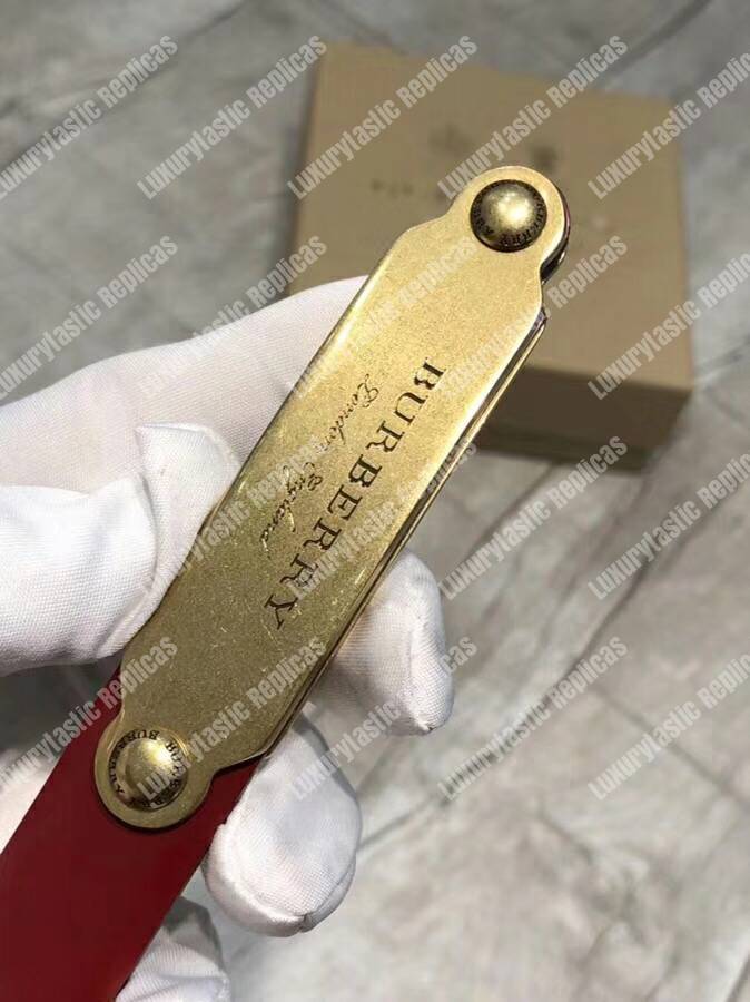 B**rry brass plaque buckle embossed bridle leather belt red