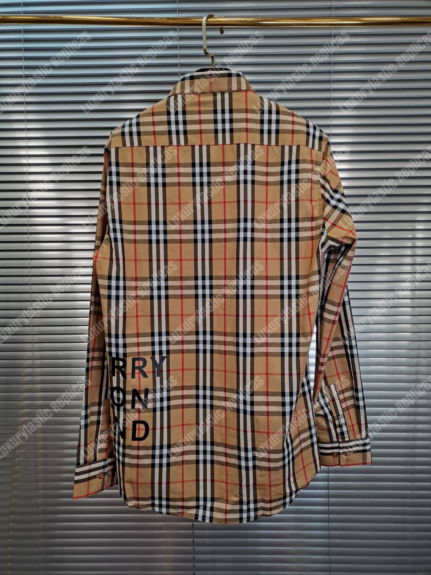 B**rry logo print check cotton oversized shirt