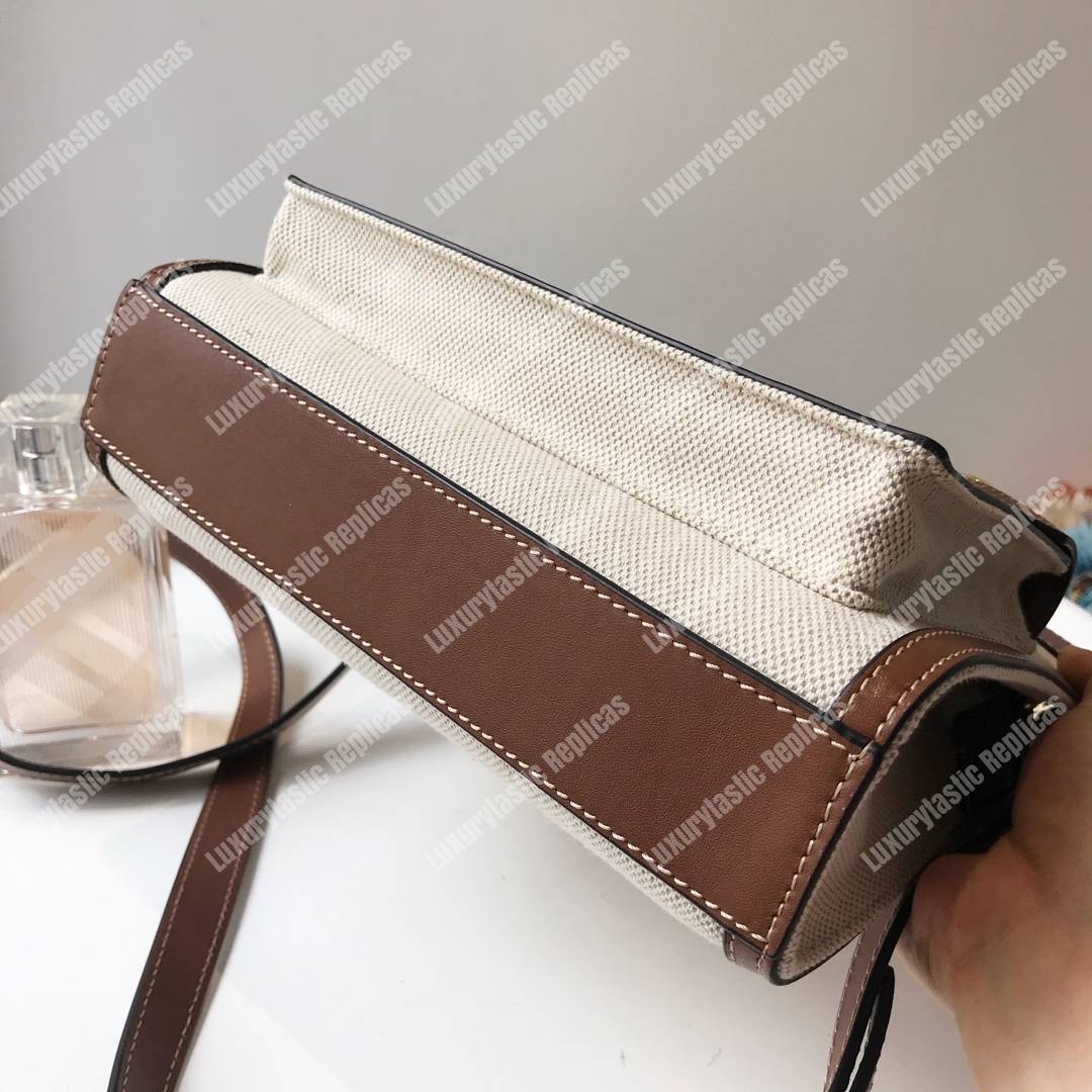 B**rry mini two-tone canvas and leather pocket bag brown