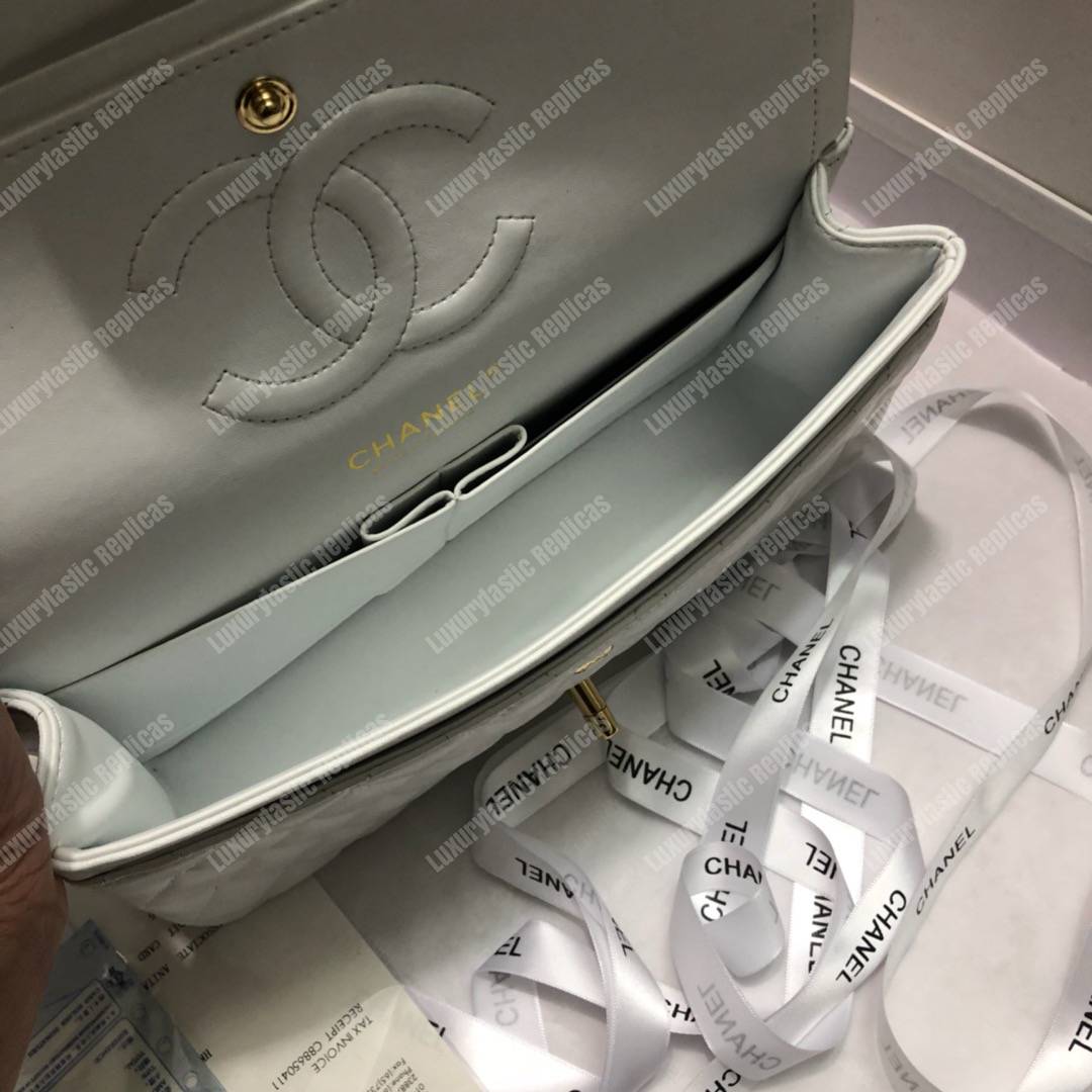 Ch*el medium classic handbag white