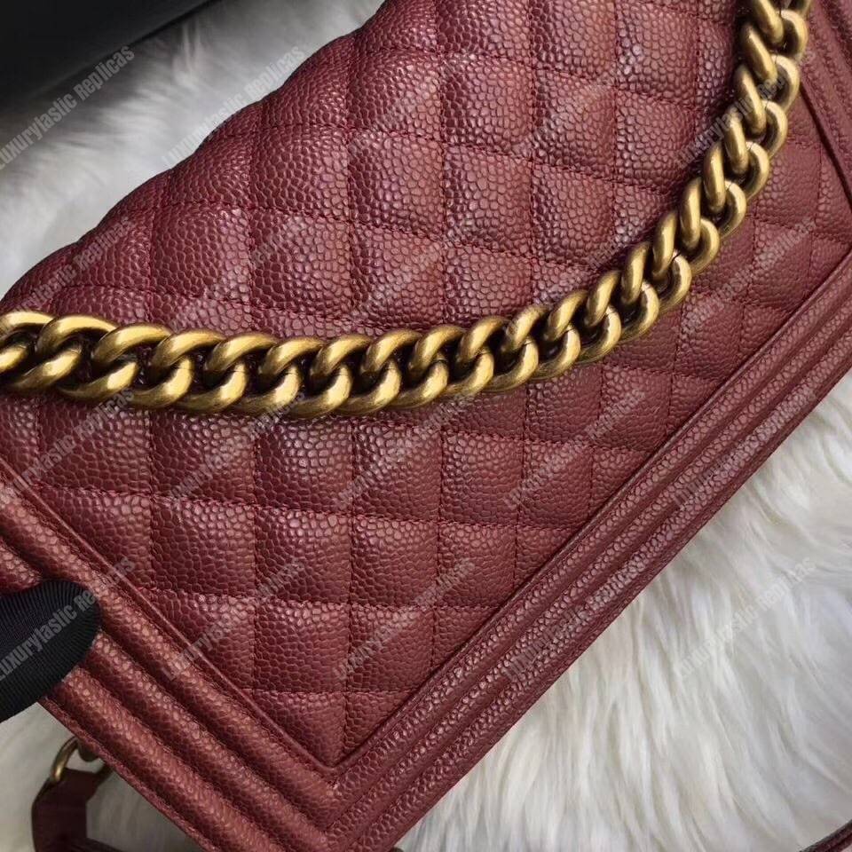 Ch*el boy medium handbag burgundy