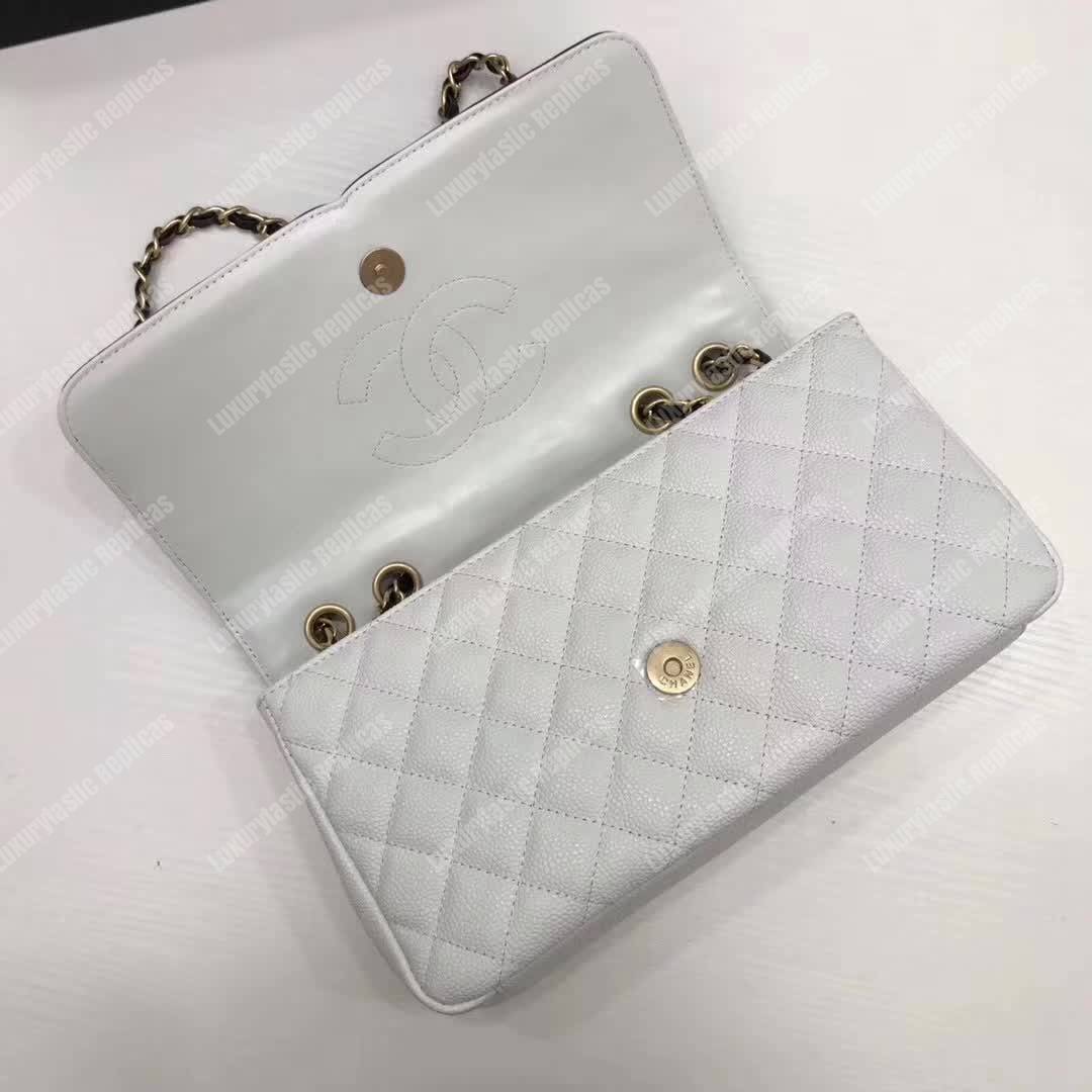 Ch*el flap bag white
