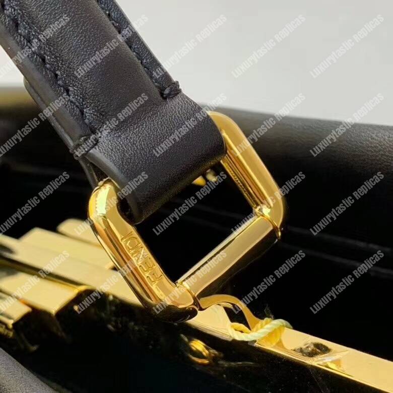 F**di peekaboo iconic medium black leather bag