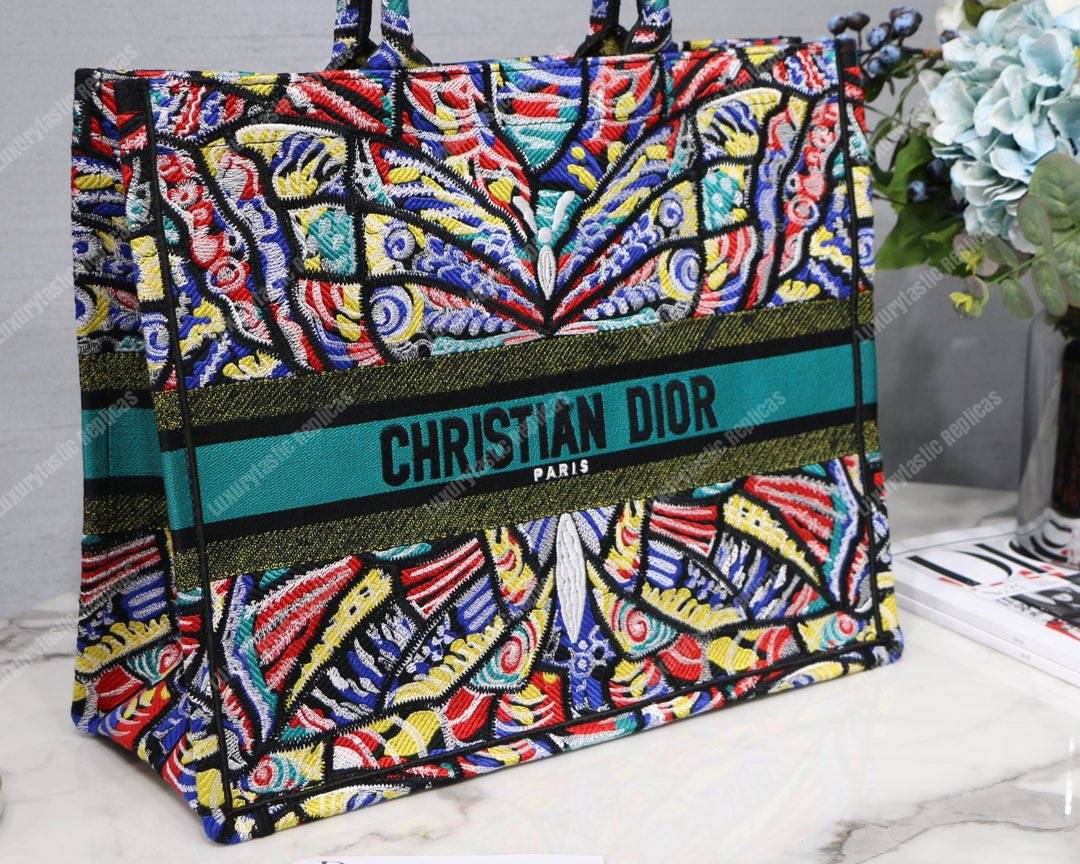 D*or book tote bag multicolored embroidered butterfly 2018