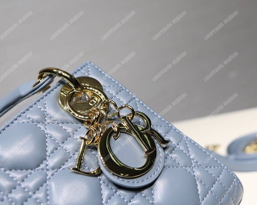 mini lady D*or lambskin bag blue