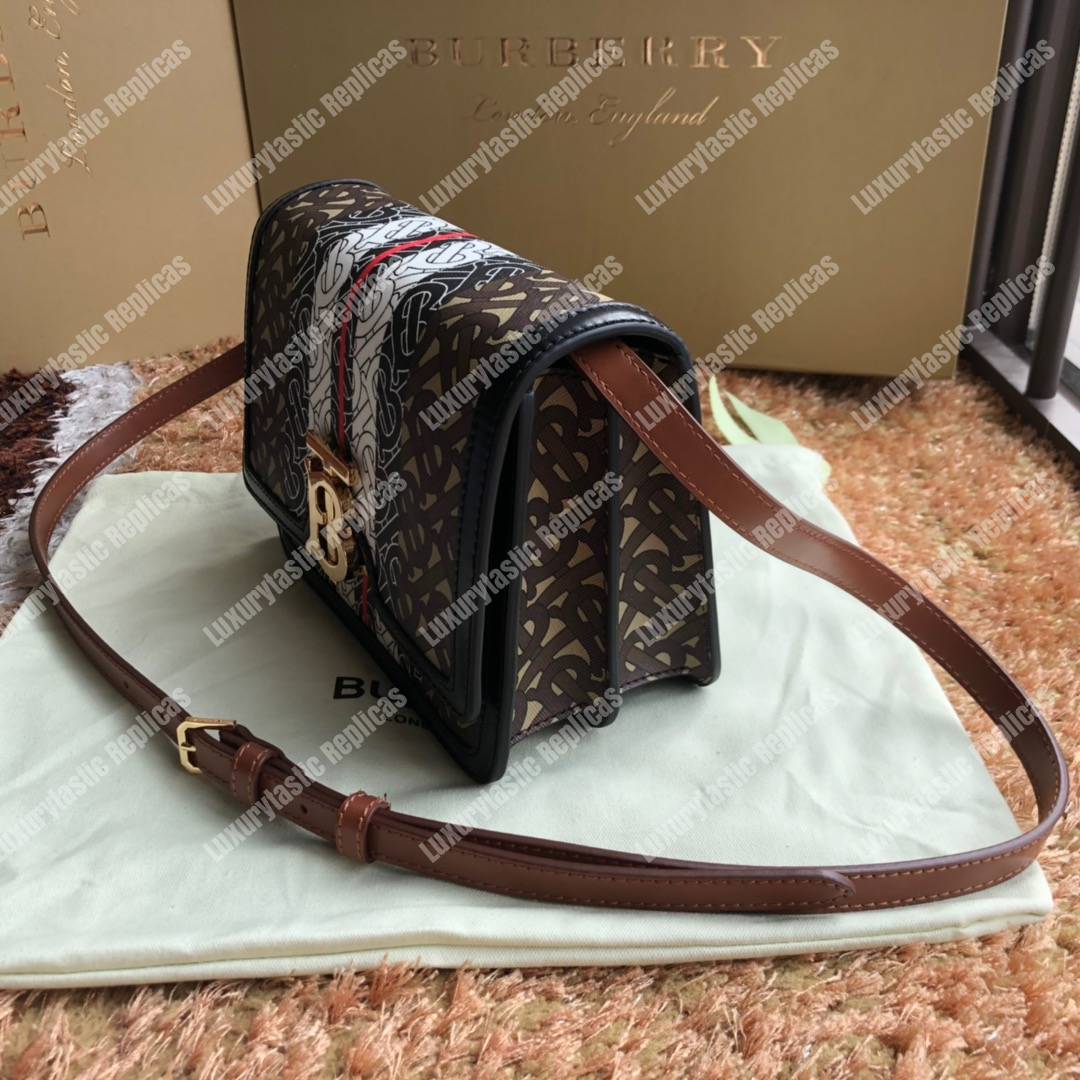 B**rry small monogram stripe e-canvas tb bag bridle brown