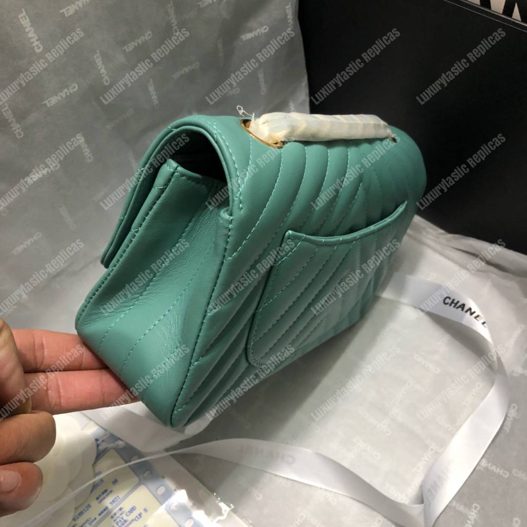 Ch*el mini flap bag light blue