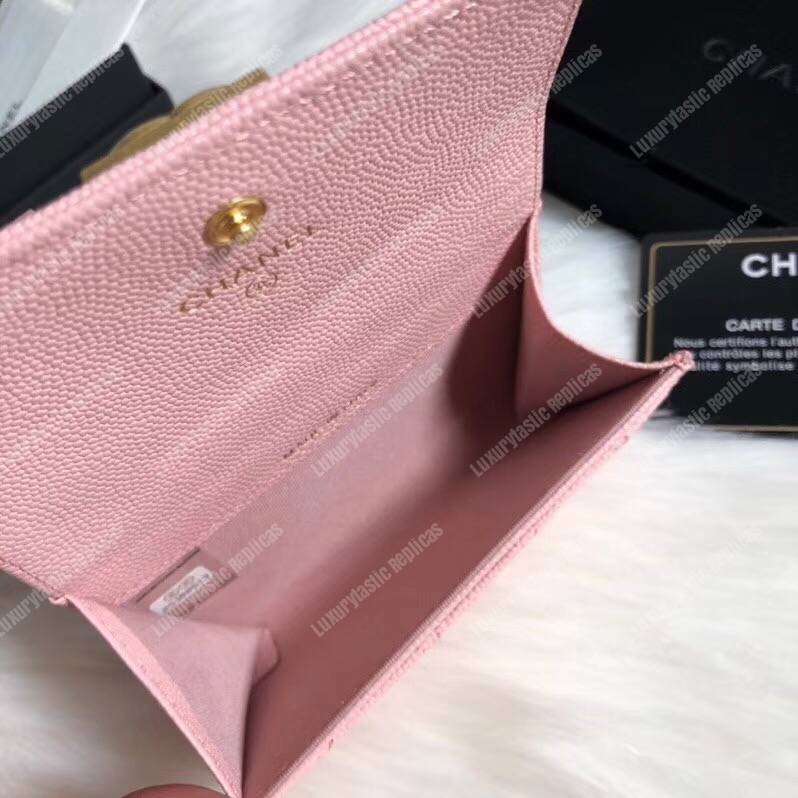 Ch*el boy small flap wallet pink