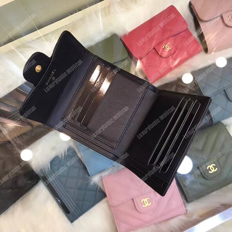 Ch*el classic small flap wallet black