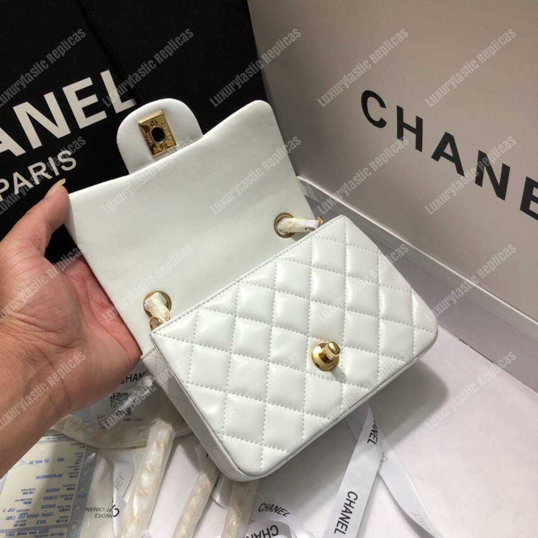 Ch*el mini flap bag white