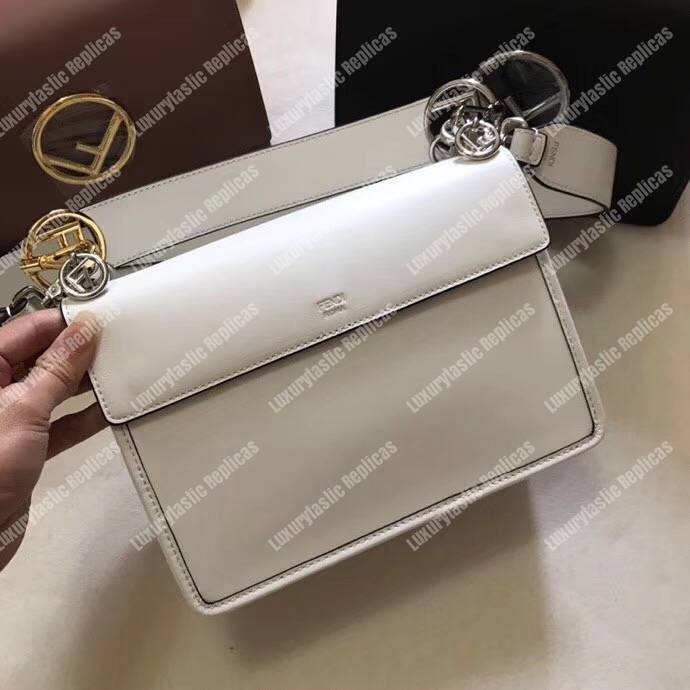 F**di kan i f white leather bag