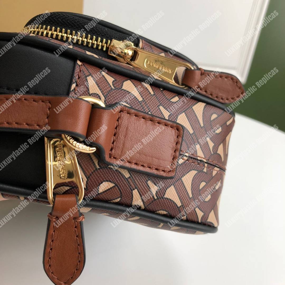 B**rry monogram stripe e-canvas camera bag bridle brown