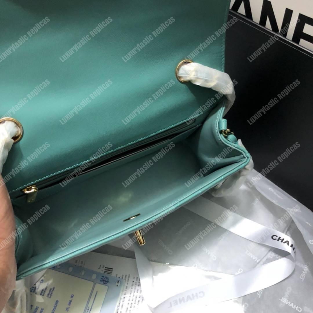 Ch*el mini flap bag light blue