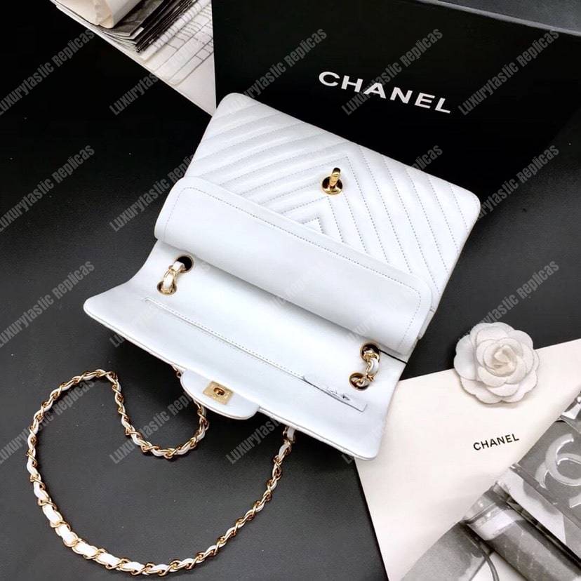 Ch*el classic medium handbag white