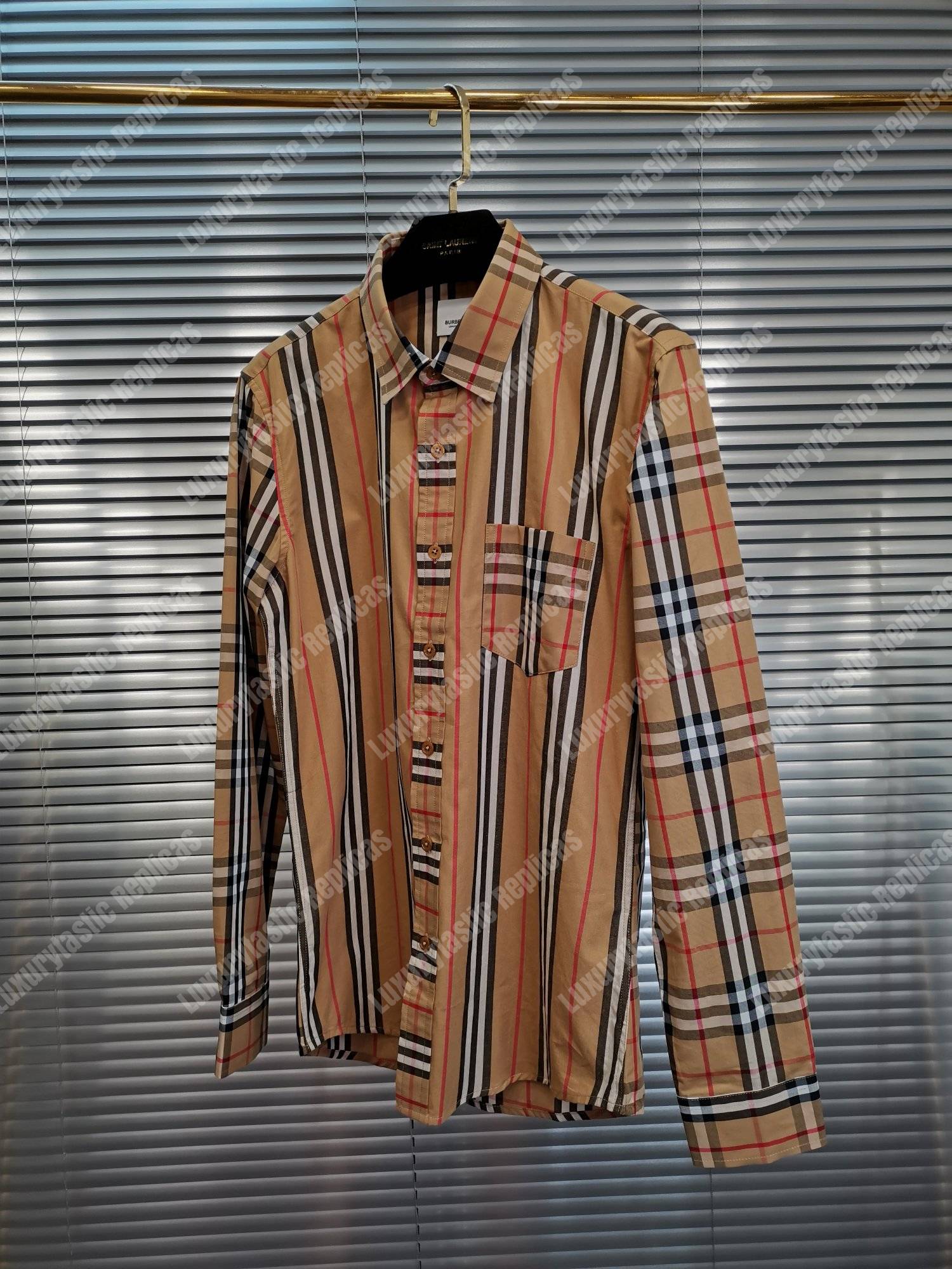 B**rry classic fit patchwork cotton poplin shirt
